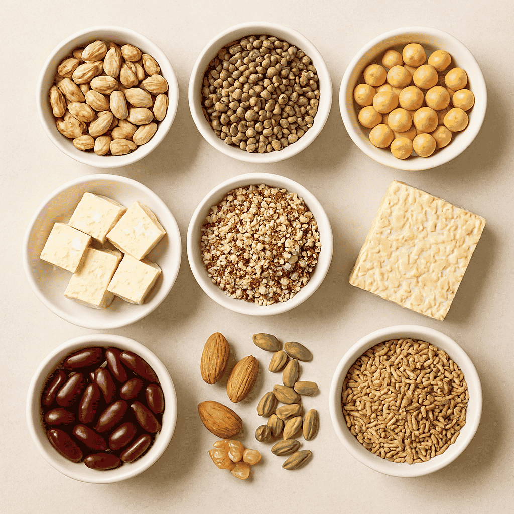 plant based diet protein sources beans lentils tofu nuts seeds grains
